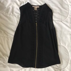 Forever 21 Black crochet sheer zip up blouse, XS